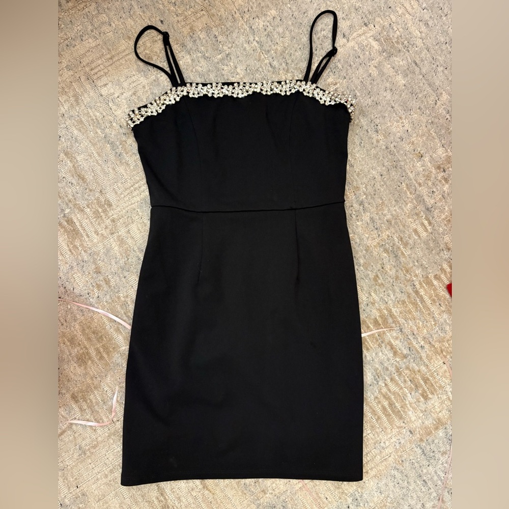 Francesca's Collections Black Dress with Beaded Trim